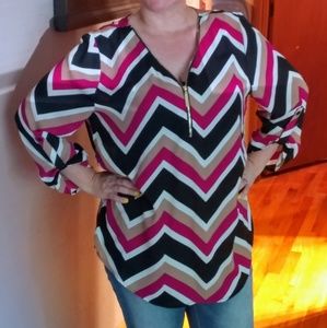 Chevron Pattern Tunic with Gold Accents